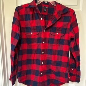 GAP Red and Navy Checkered Men's Shirt